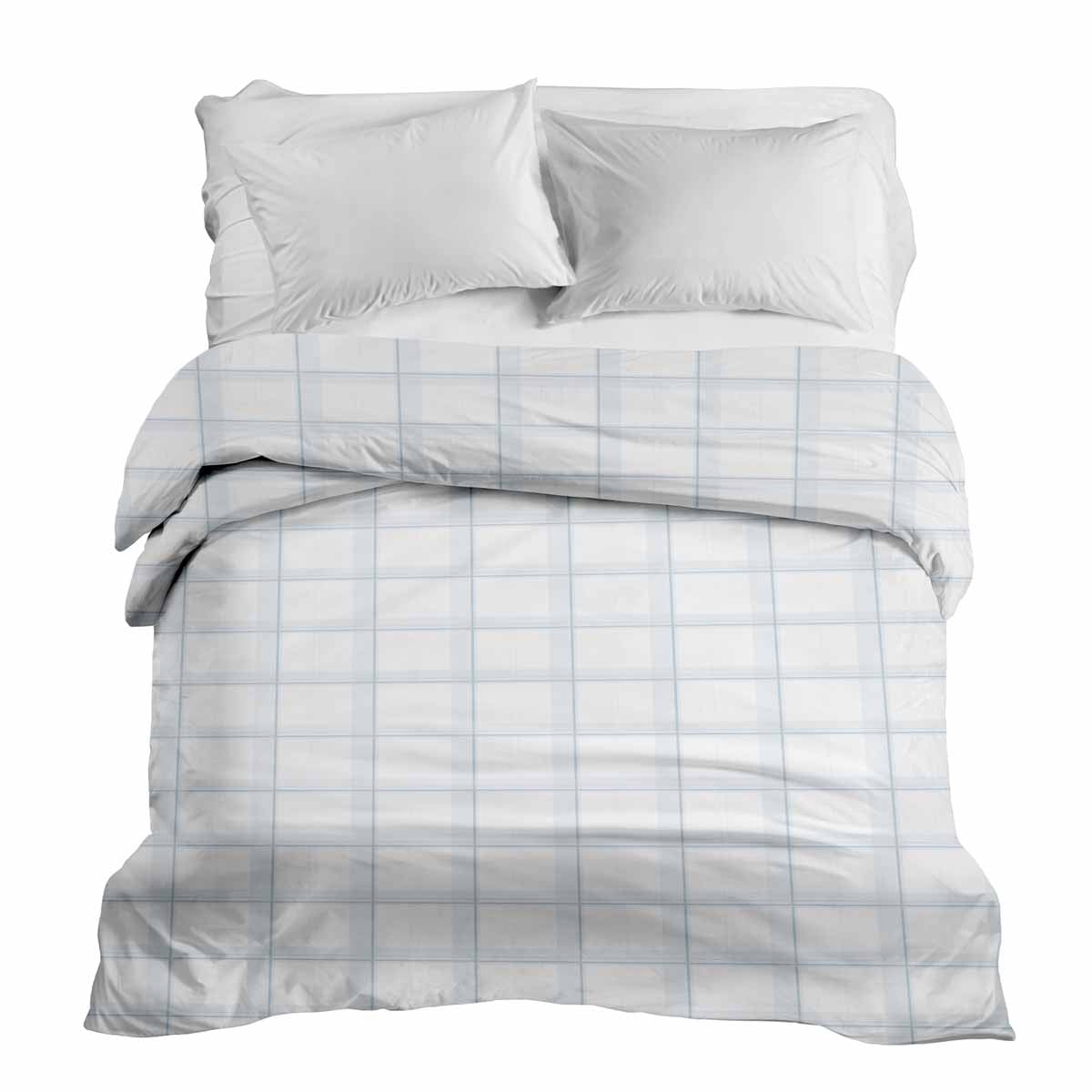 Couverture thérapeutique originale - Housse en coton blanc bleu à carreaux