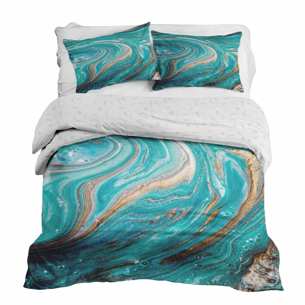 Original Therapiedecke - Ensemble de literie en coton Marbre Turquoise