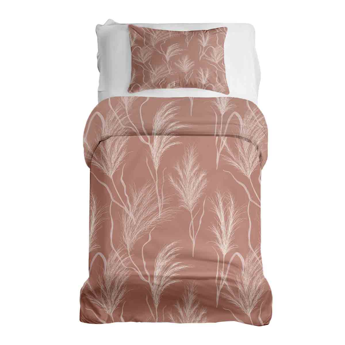 Original Therapiedecke - Ensemble de literie en coton Rose poudré avec herbes de Pampa