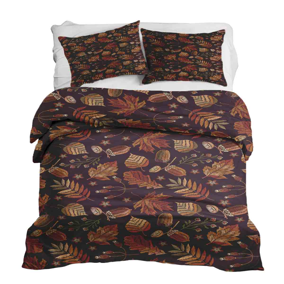 Original Therapiedecke - Ensemble de literie en coton feuilles d'automne brunes