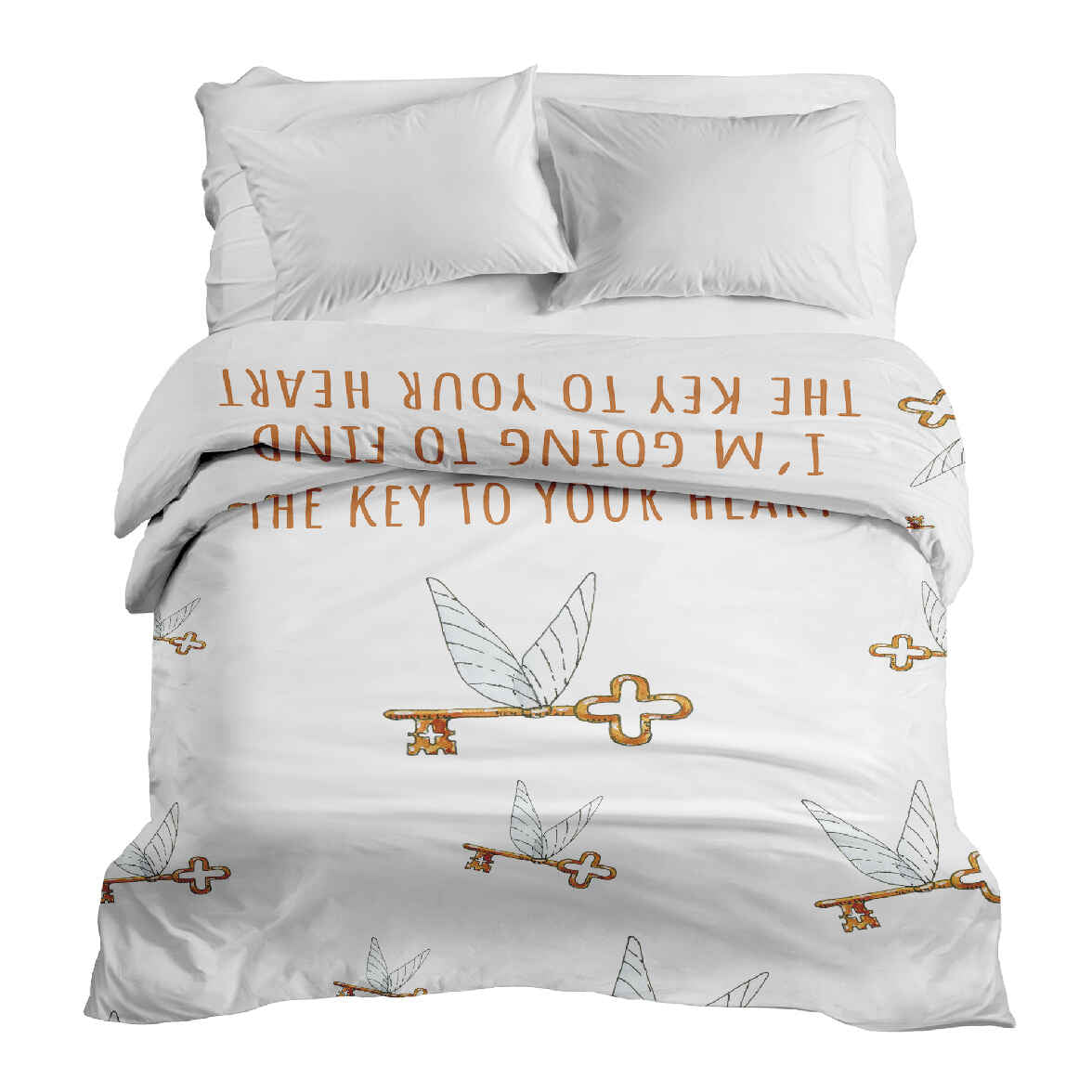 Couverture thérapeutique originale - Housse en coton blanc avec clé volante