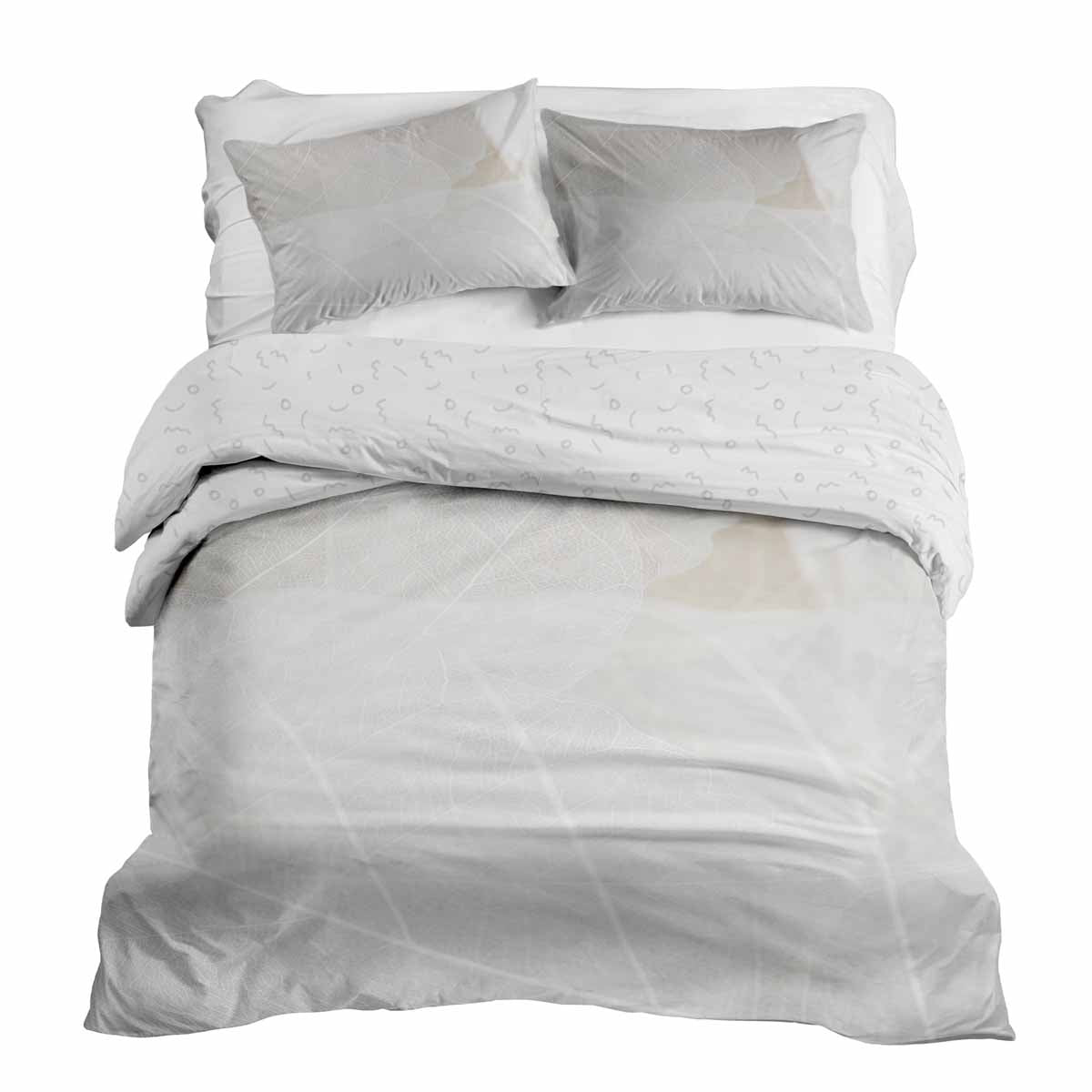 Original Therapiedecke - Ensemble de literie en coton TD gris avec motif blanc