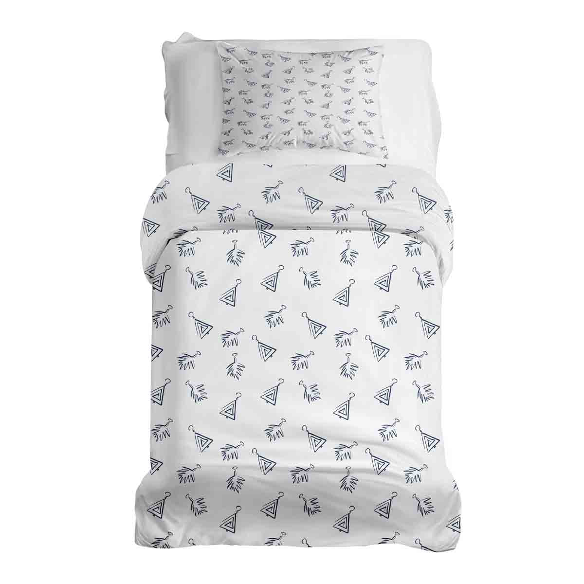 Ensemble de literie avec couverture thérapeutique blanc avec boucles d'oreilles bohèmes