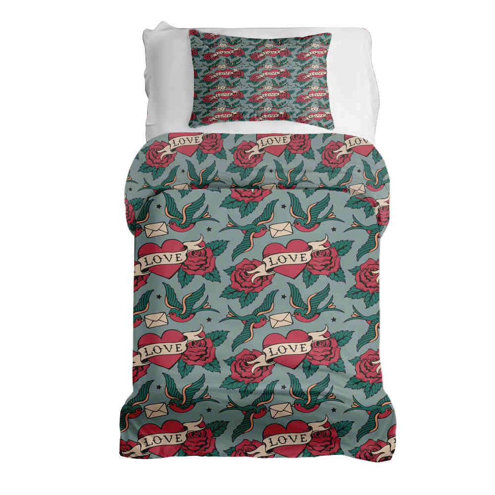 Original Therapiedecke - Ensemble de literie en coton Love Tattoo