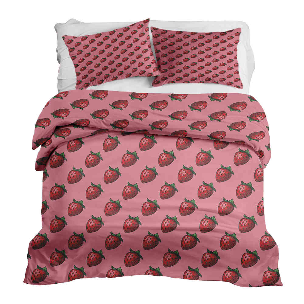 Original Therapiedecke - Ensemble de literie en coton rose avec fraises