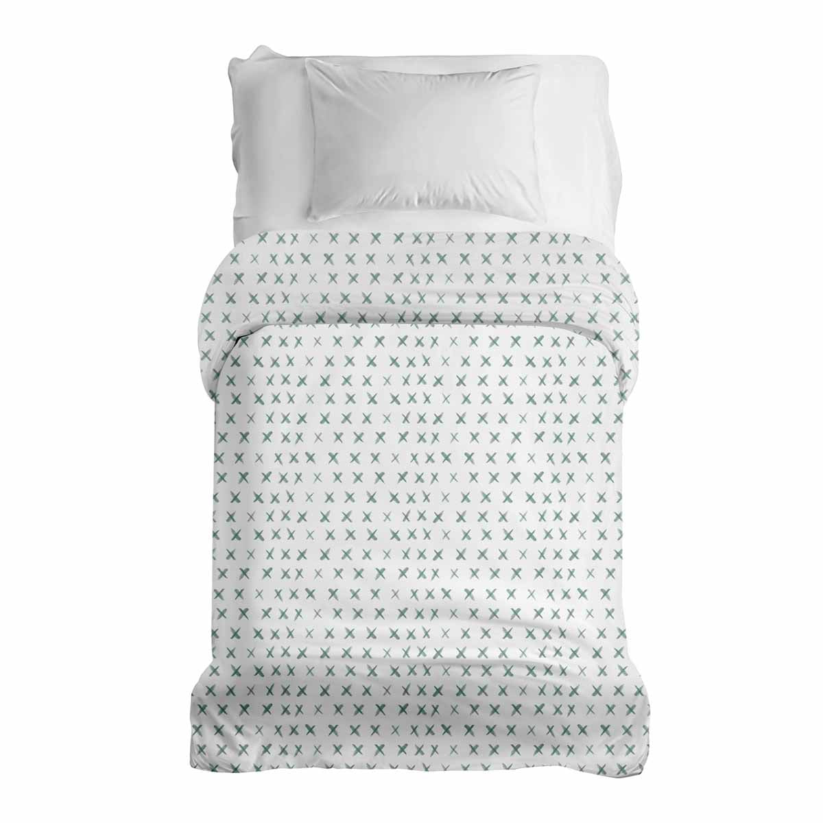 Couverture thérapeutique originale - Housse en coton blanc avec croix vertes