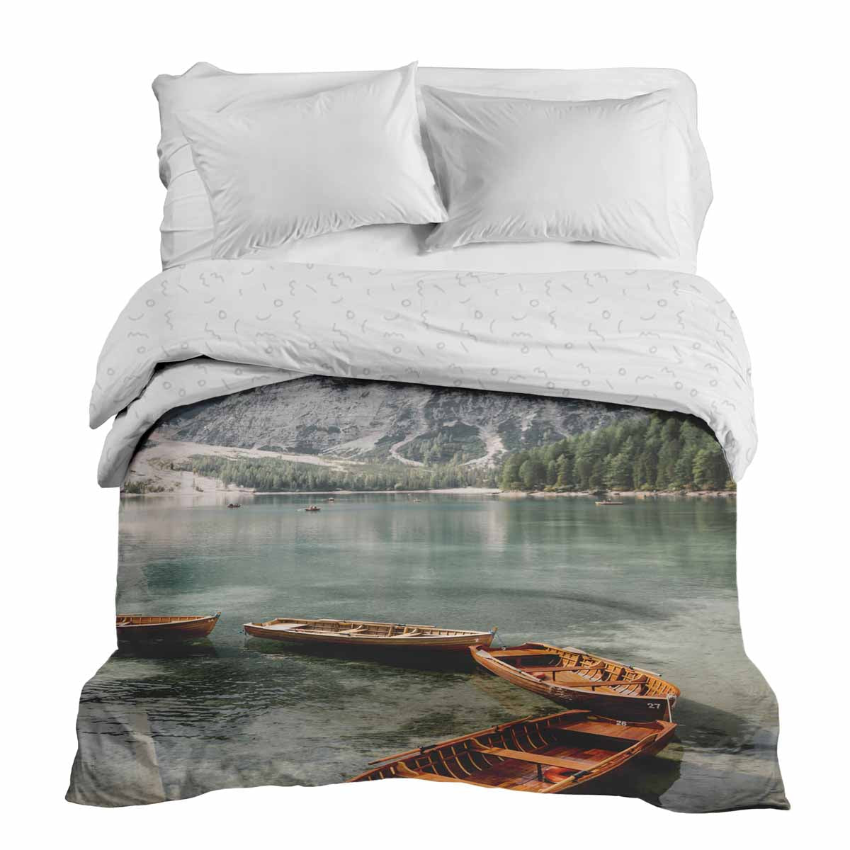 Couverture thérapeutique originale - Housse en coton lac avec bateaux