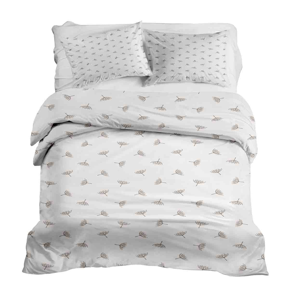 Ensemble de literie avec couverture thérapeutique blanc avec petites branches de gui