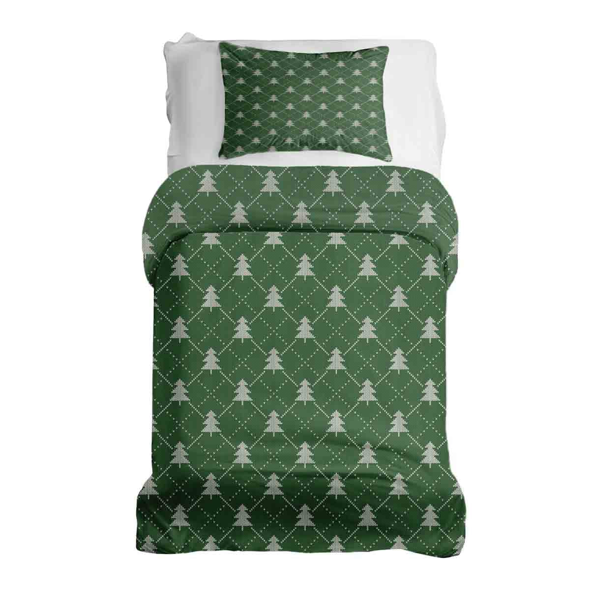 Original Therapiedecke - Ensemble de literie en coton Vert avec sapins