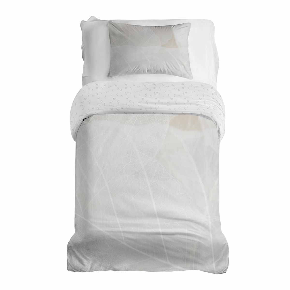 Original Therapiedecke - Ensemble de literie en coton TD gris avec motif blanc