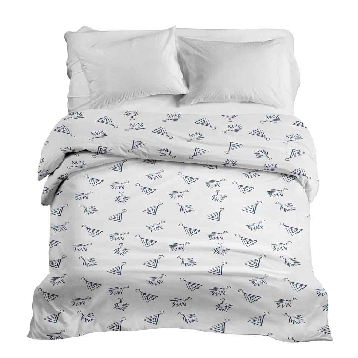 Couverture thérapeutique originale - Housse en coton blanc avec boucles d'oreilles bohèmes