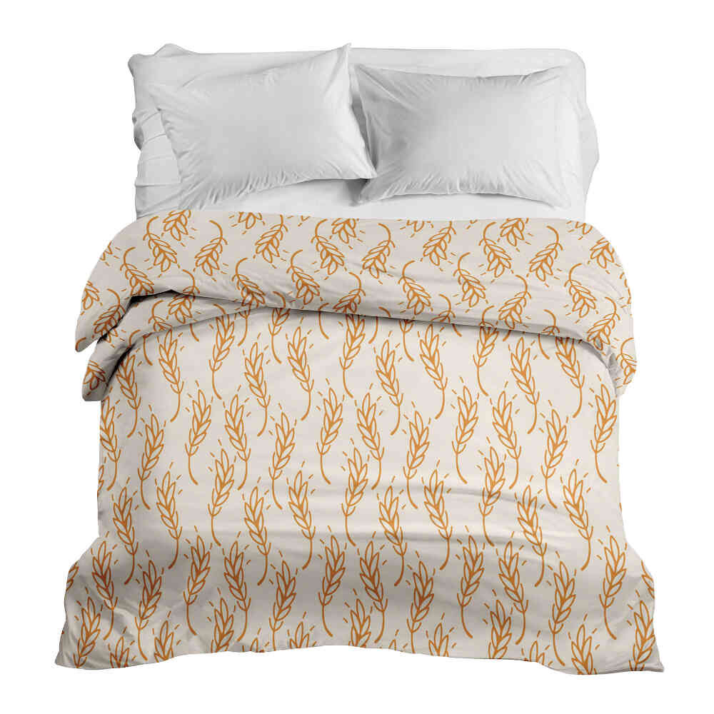 Couverture thérapeutique originale - Housse en coton blanc avec blé jaune