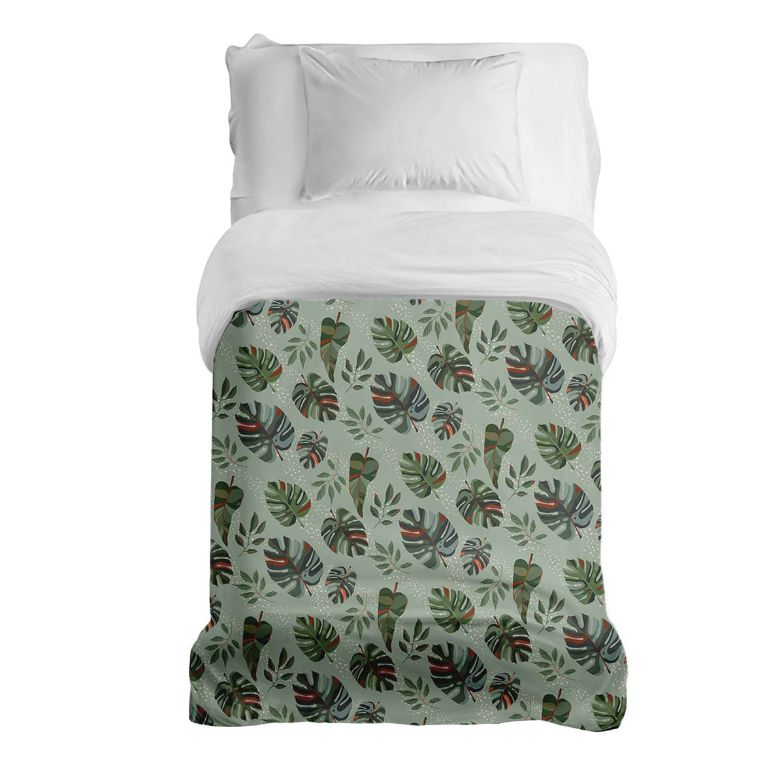Couverture thérapeutique originale - Housse en coton Monstera sombre
