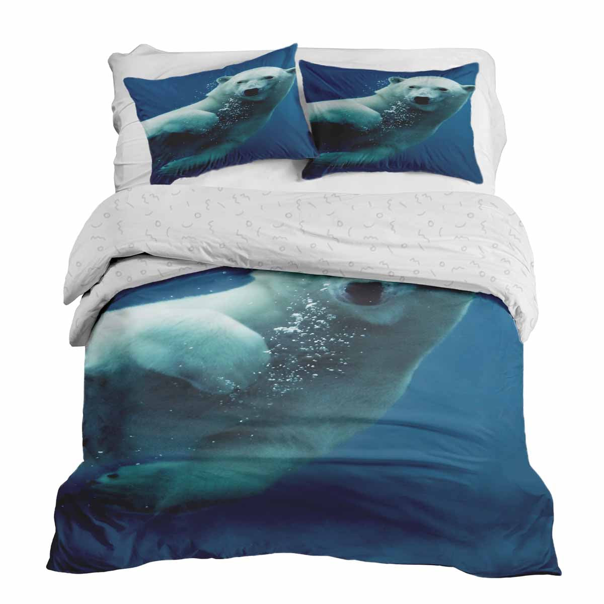 Original Therapiedecke - Ensemble de literie en coton TD bleu avec ours polaire