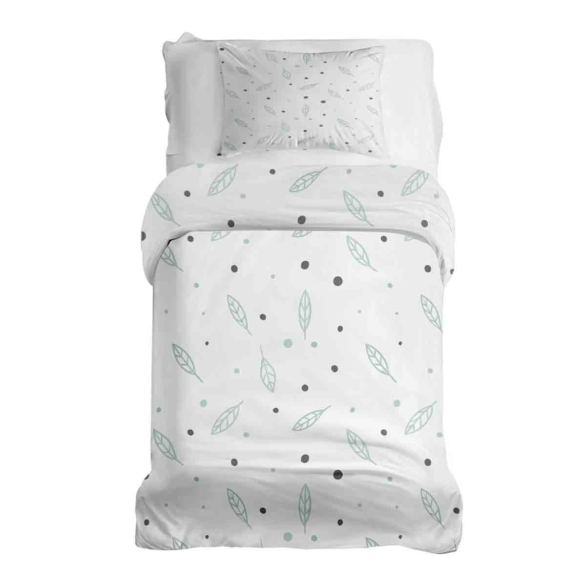 Ensemble de literie avec couverture thérapeutique blanc avec plumes et points