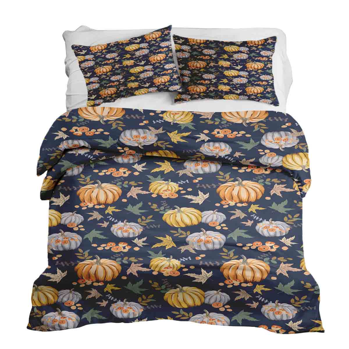 Original Therapiedecke - Ensemble de literie en coton Bleu avec citrouilles