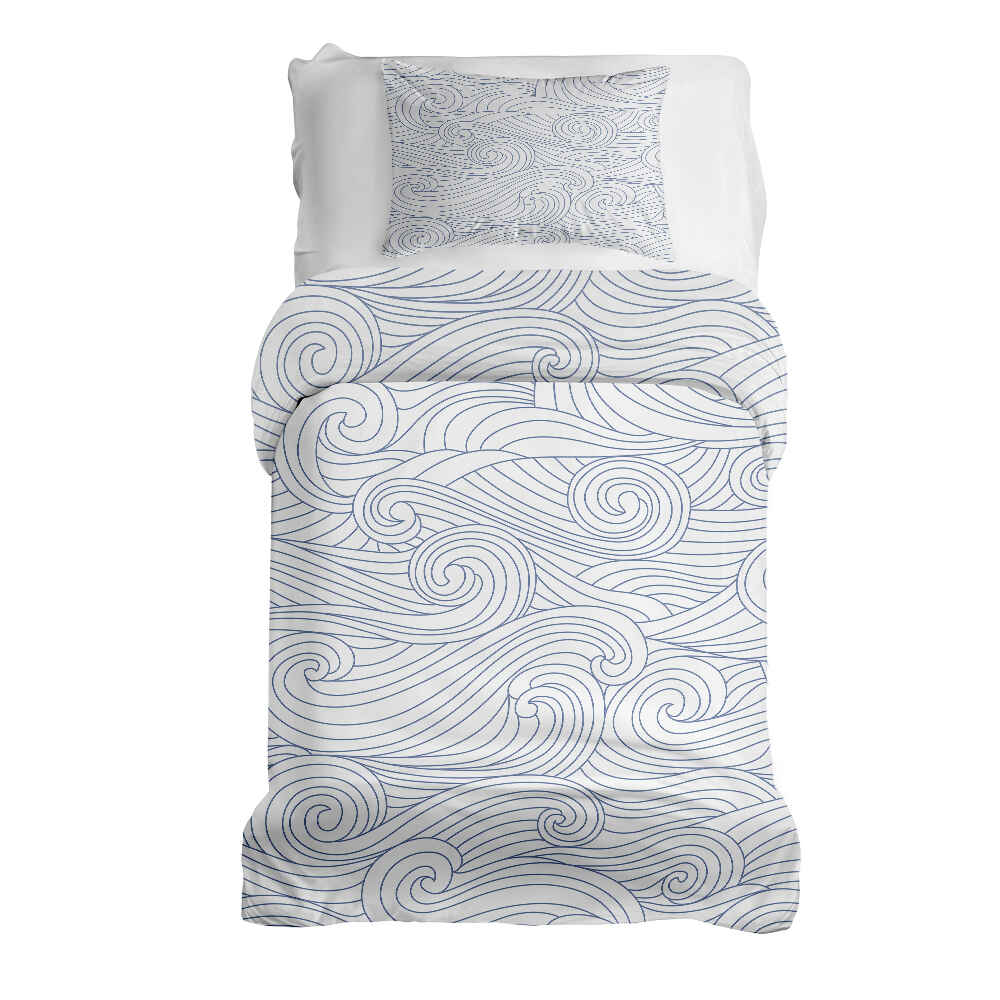 Original Therapiedecke - Ensemble de literie en coton vagues bleu