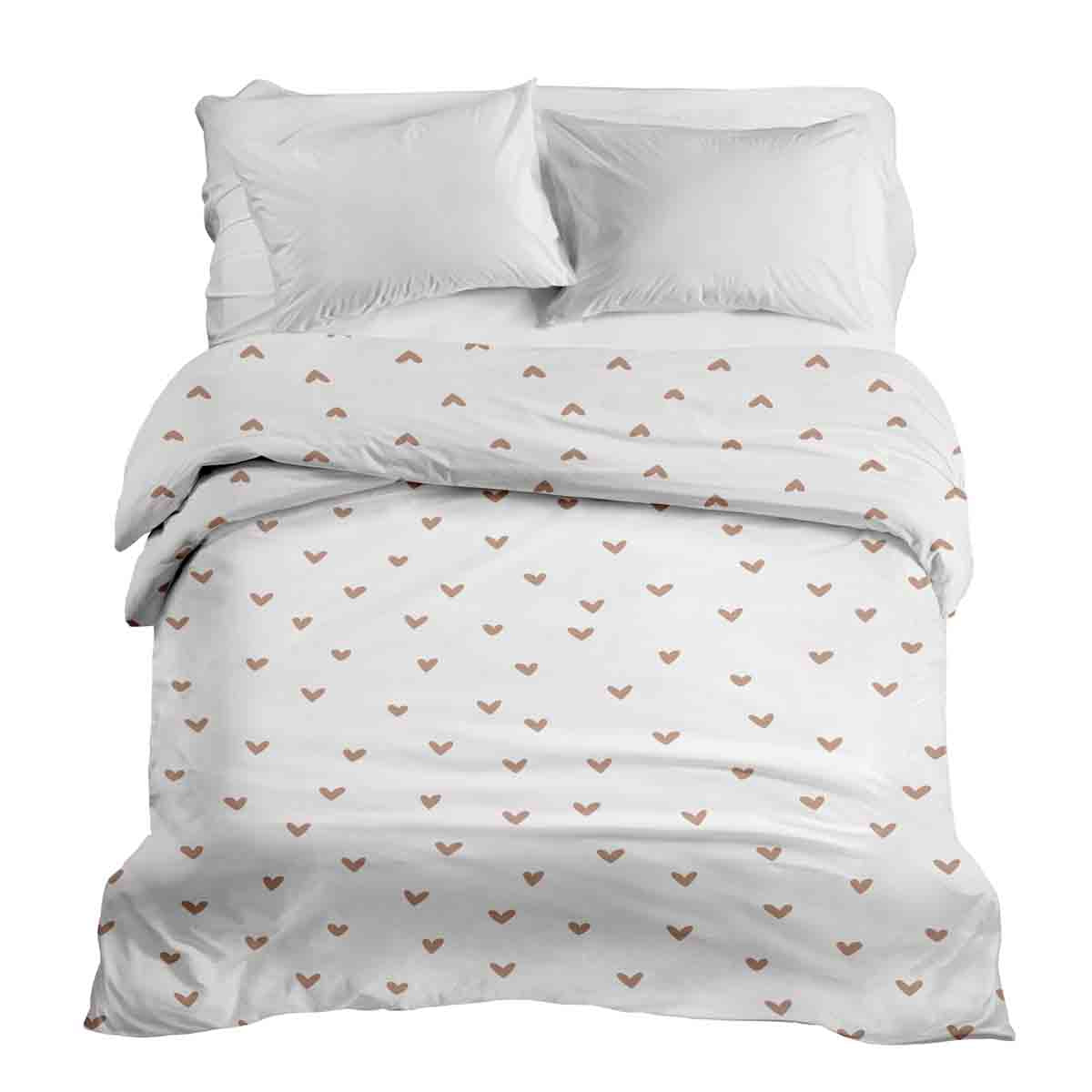 Couverture thérapeutique originale - Housse en coton blanche avec petits cœurs