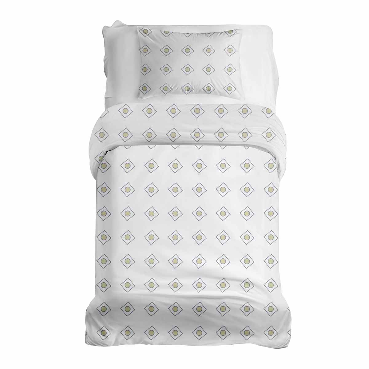 Ensemble de literie avec couverture thérapeutique blanc avec cercles verts
