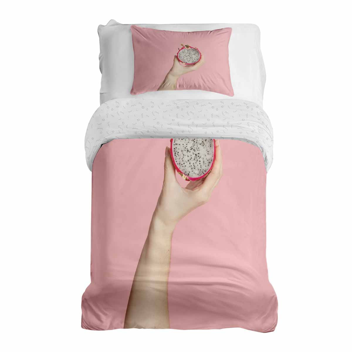 Original Therapiedecke - Ensemble de literie en coton TD rose avec fruit du dragon