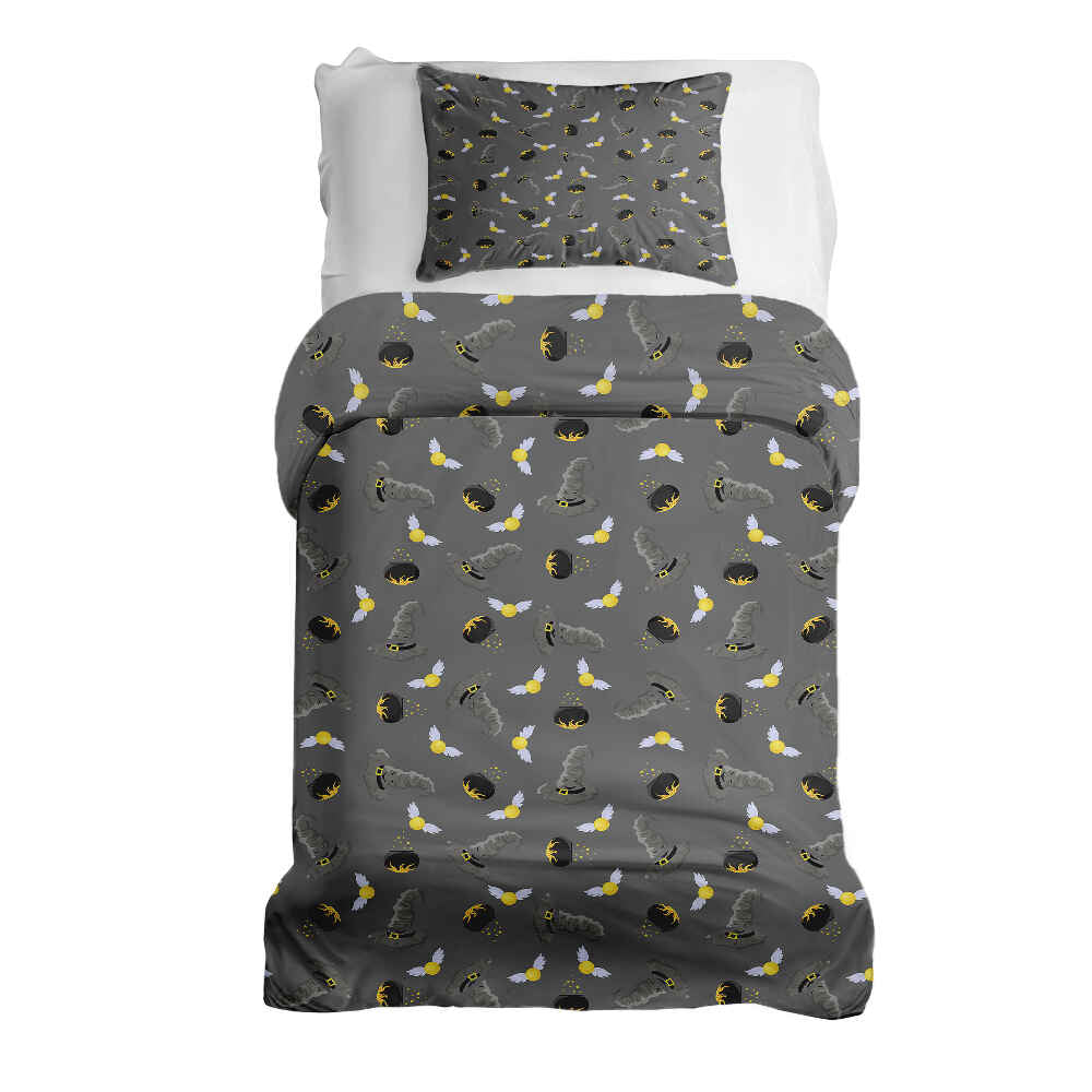 Original Therapiedecke - Ensemble de literie en coton gris chapeau magique
