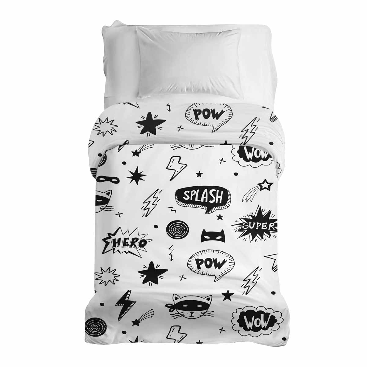 Couverture thérapeutique originale - Housse en coton blanche super-héros
