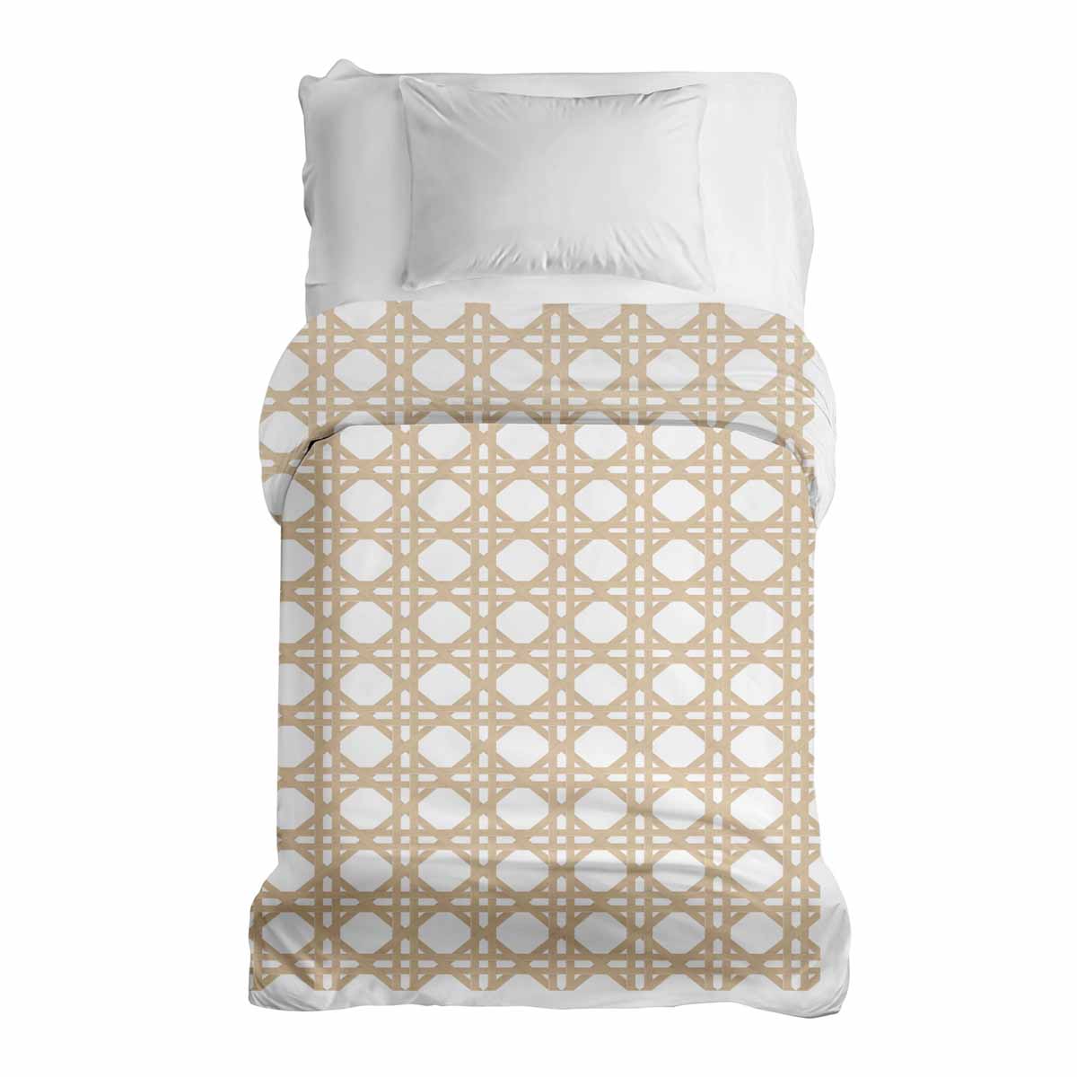 Couverture thérapeutique originale - Housse en coton blanche avec cercles beige