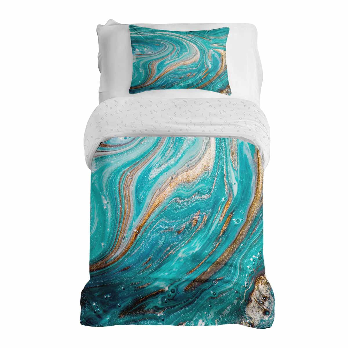 Original Therapiedecke - Ensemble de literie en coton Marbre Turquoise