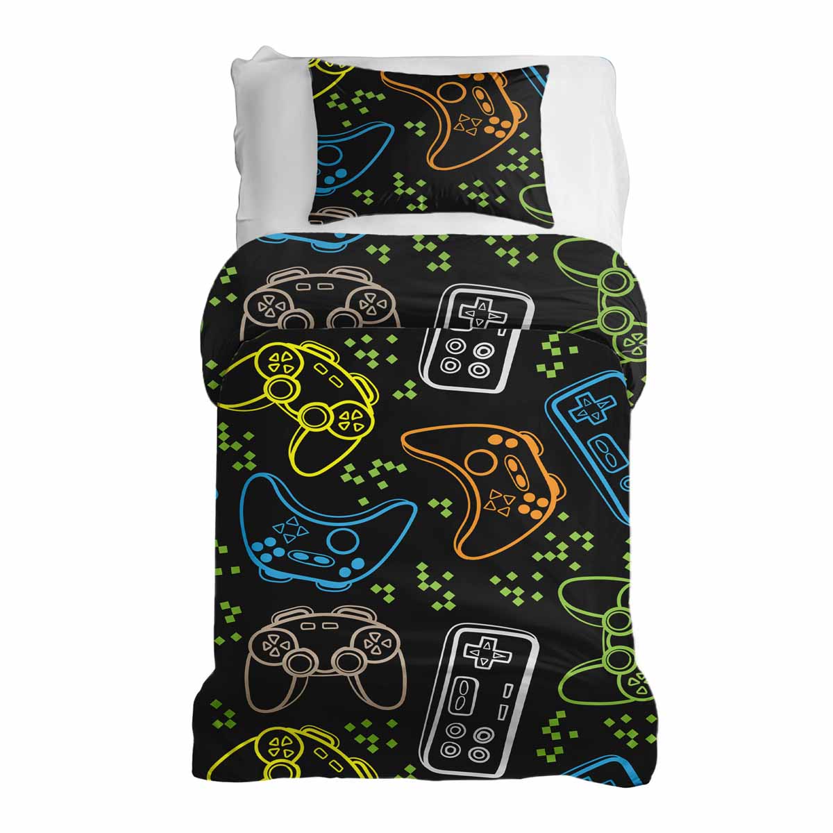 Original Therapiedecke - Parure de lit en coton Noir avec consoles de jeux