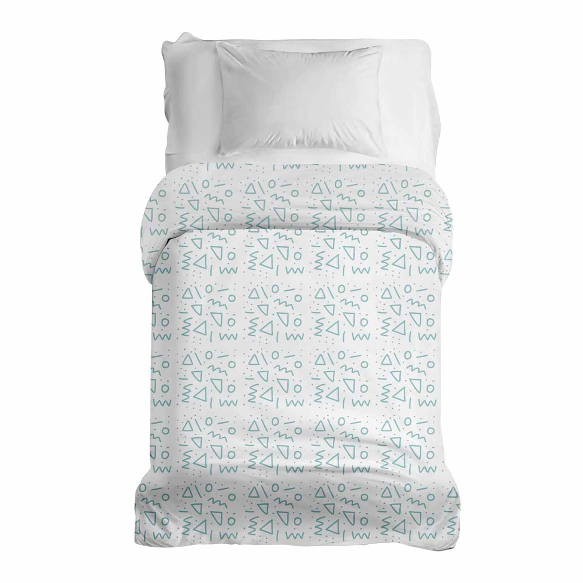 Couverture thérapeutique originale - Housse en coton blanc avec formes bleues