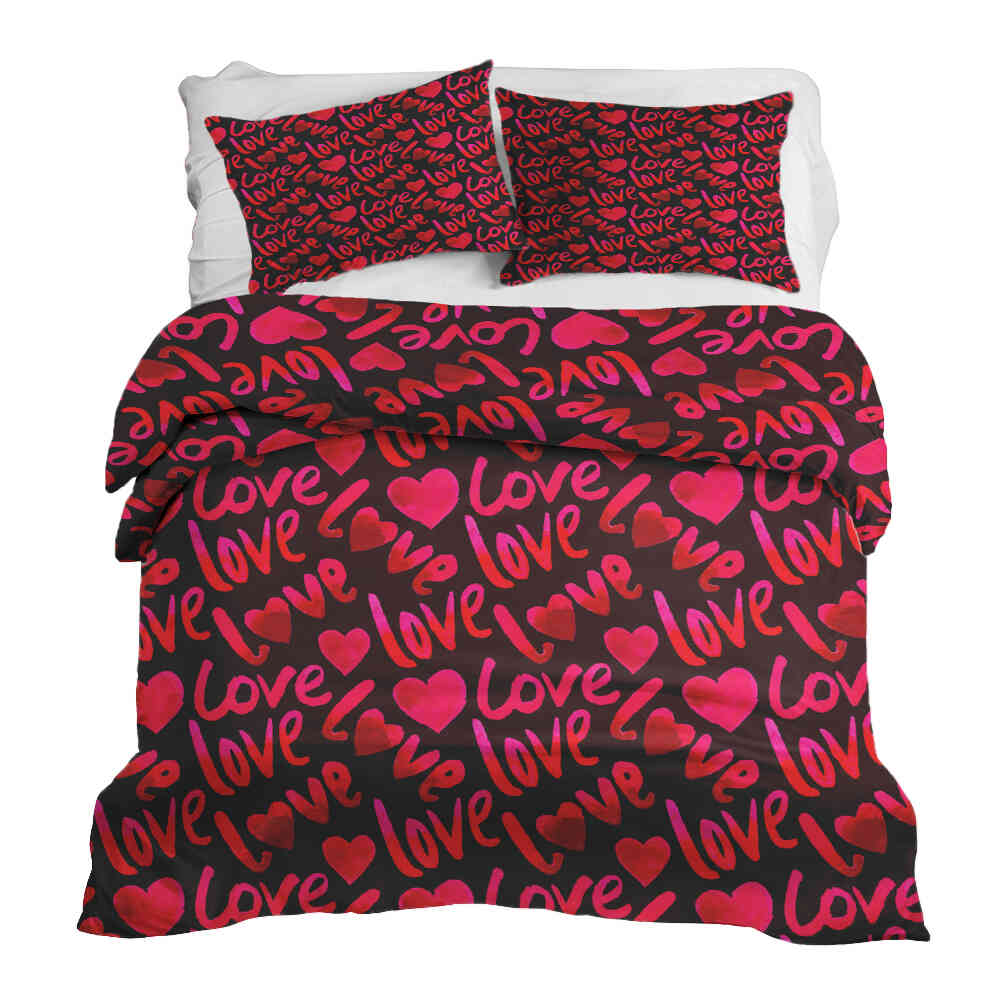 Original Therapiedecke - Ensemble de literie en coton Noir avec inscription Love