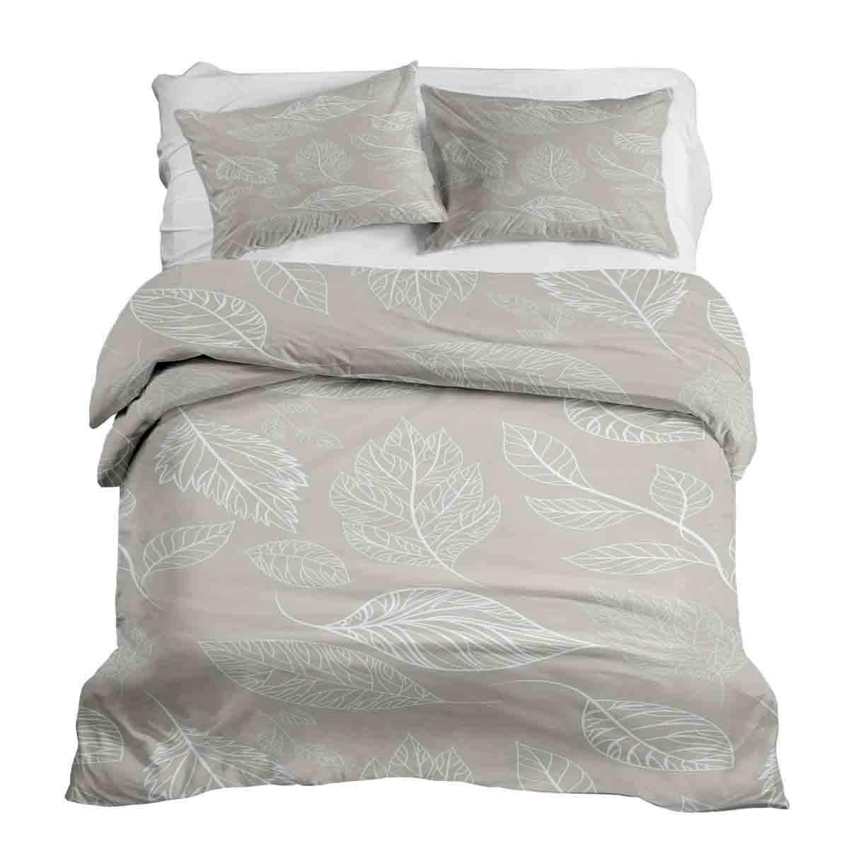 Original Therapiedecke - Ensemble de literie en coton TD beige avec feuilles claires