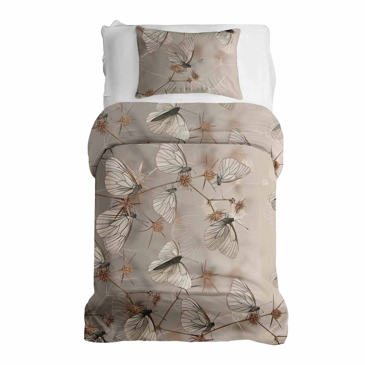 Original Therapiedecke - Ensemble de literie en coton Beige avec papillons
