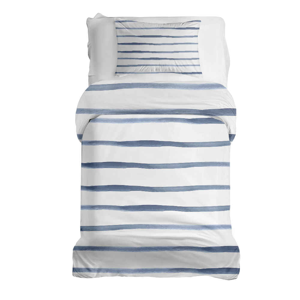Original Therapiedecke - Ensemble de literie en coton Rayures bleues transversales
