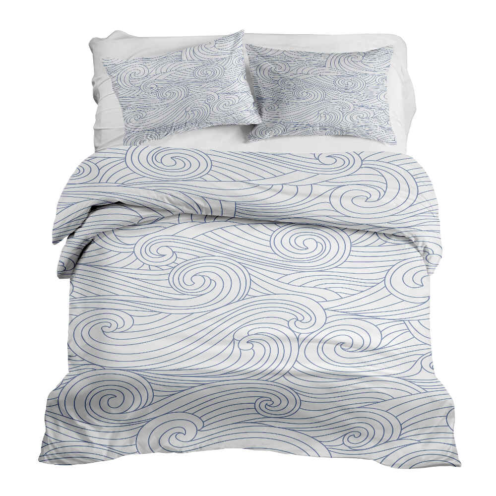 Original Therapiedecke - Ensemble de literie en coton vagues bleu