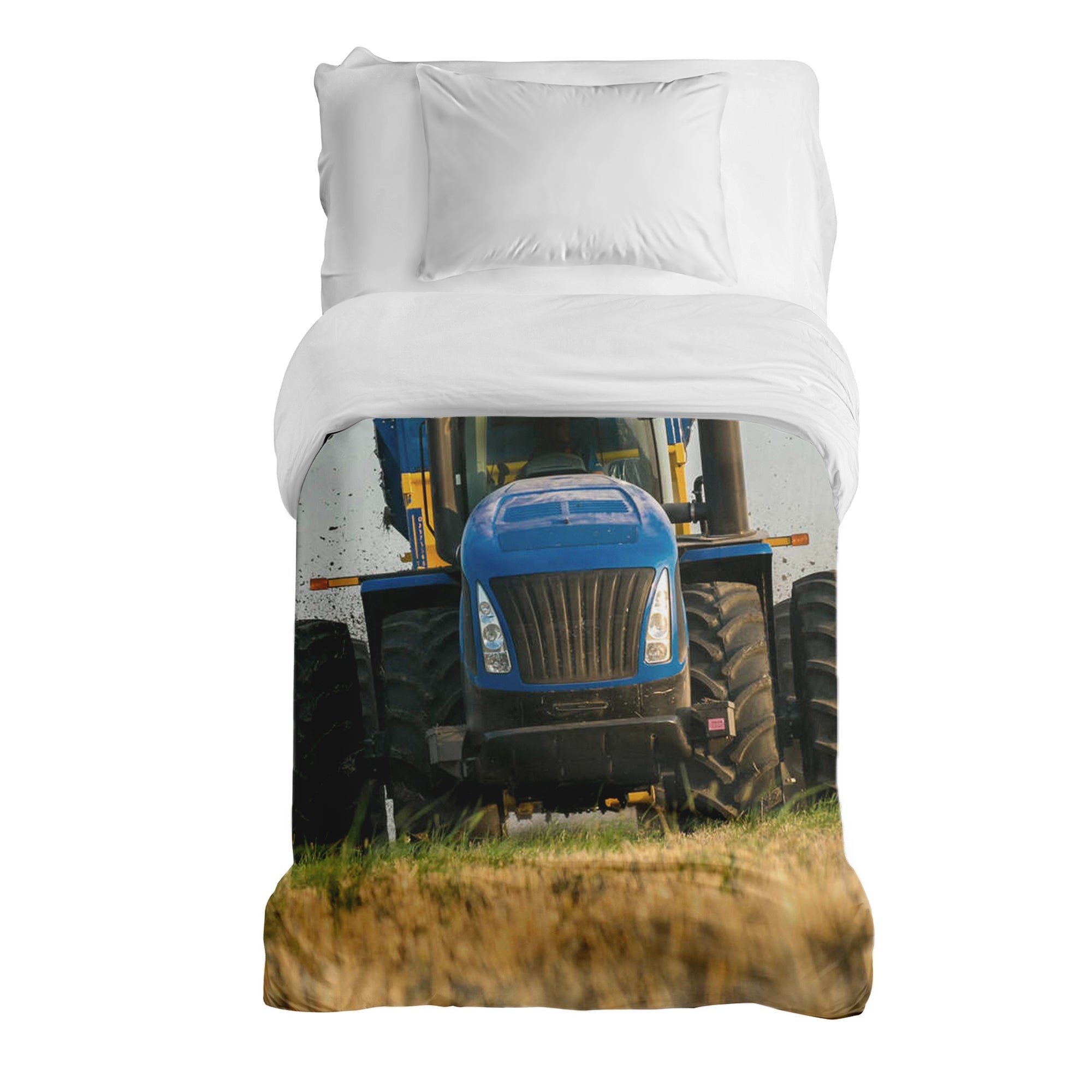 Couverture thérapeutique originale - Housse en coton Tracteur en bleu