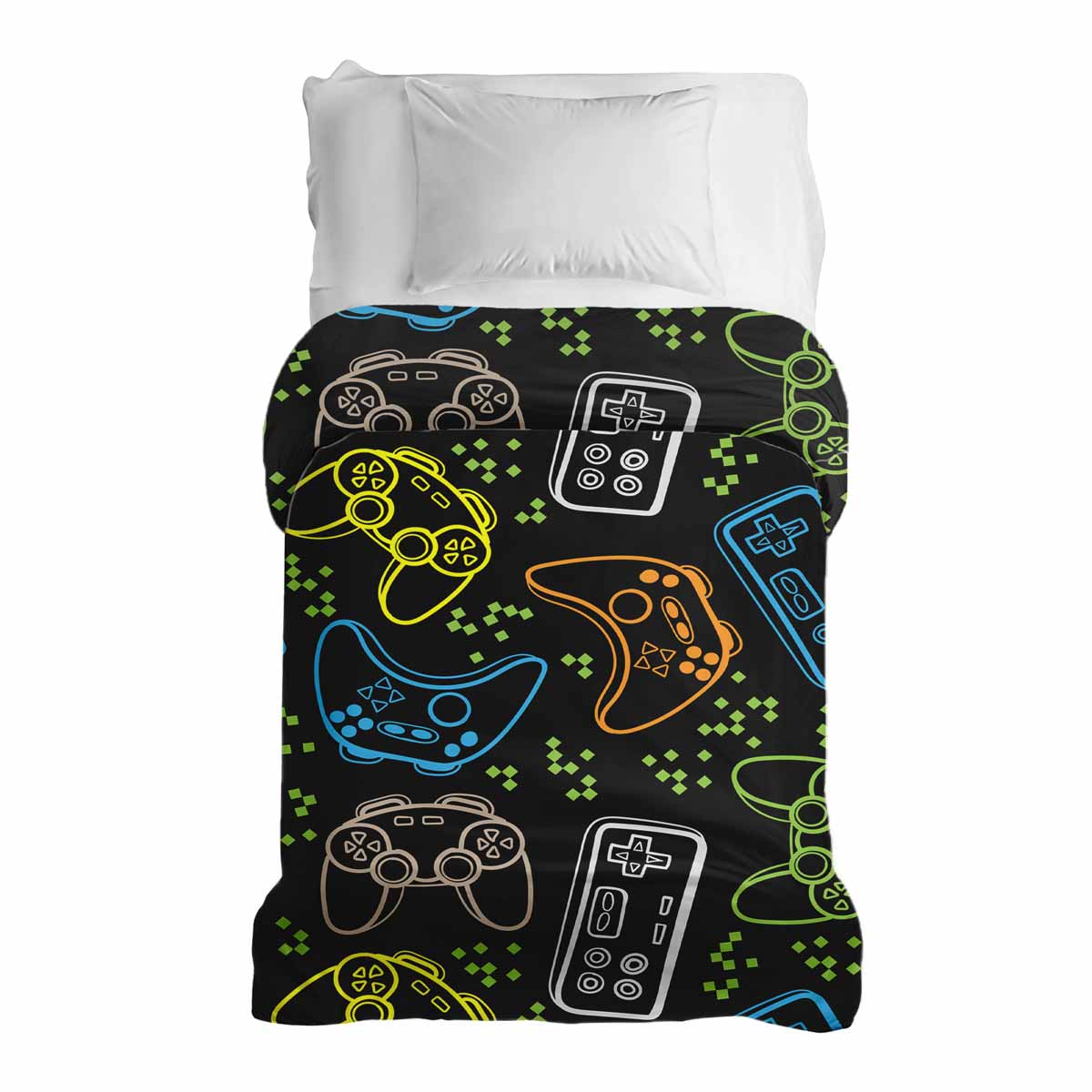 Couverture thérapeutique originale - Housse en coton noire avec consoles de jeux