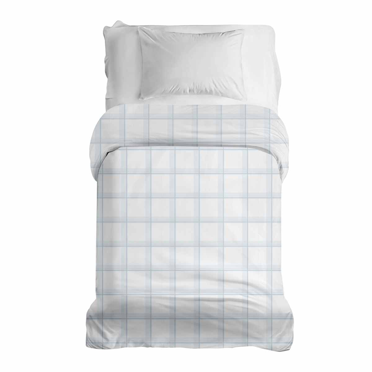 Couverture thérapeutique originale - Housse en coton blanc bleu à carreaux