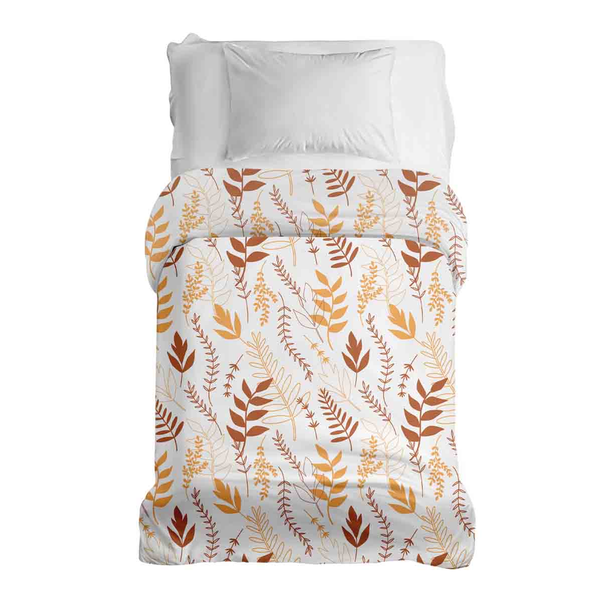 Couverture thérapeutique originale - Housse en coton blanc avec branches automnales