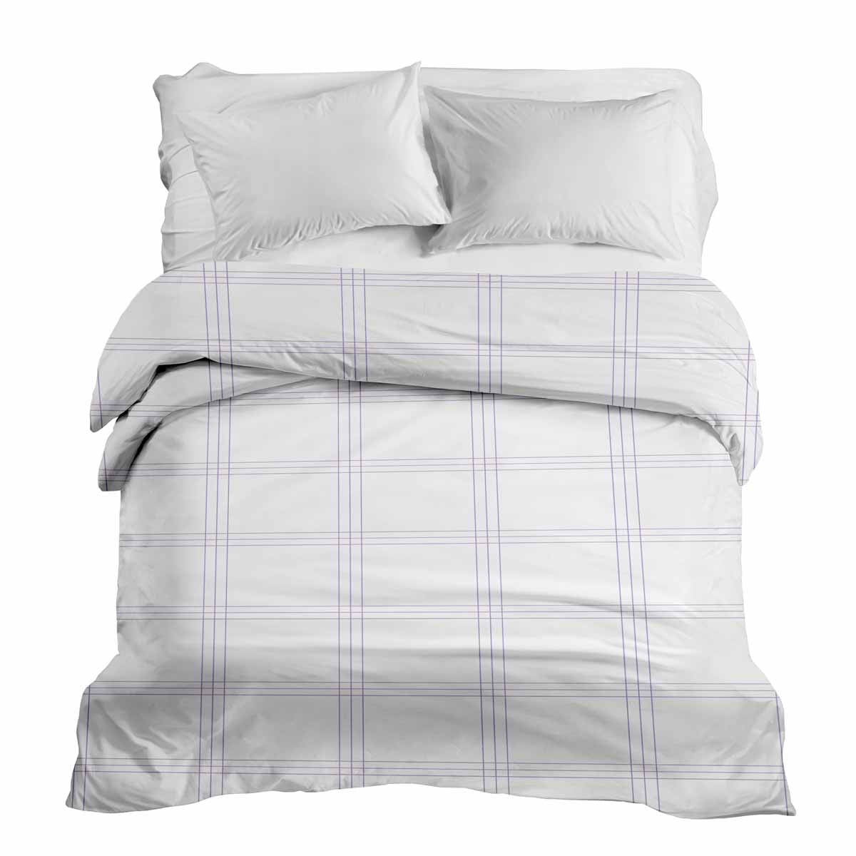 Couverture thérapeutique originale - Housse en coton blanche avec rayures violettes