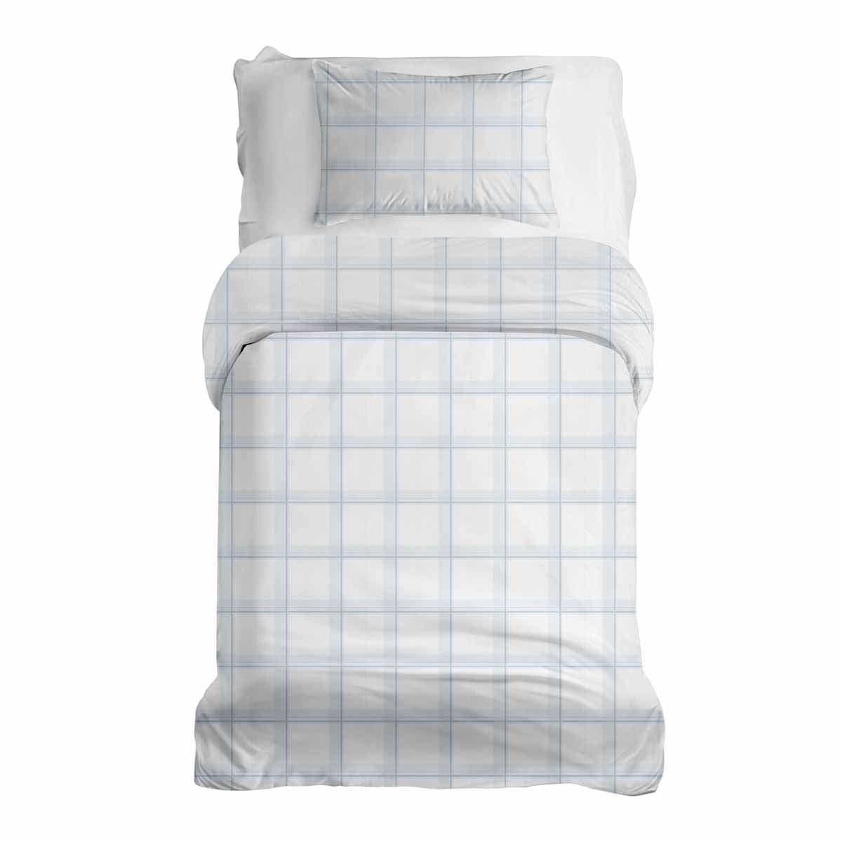 Couette thérapeutique Ensemble de literie Blanc Bleu à carreaux