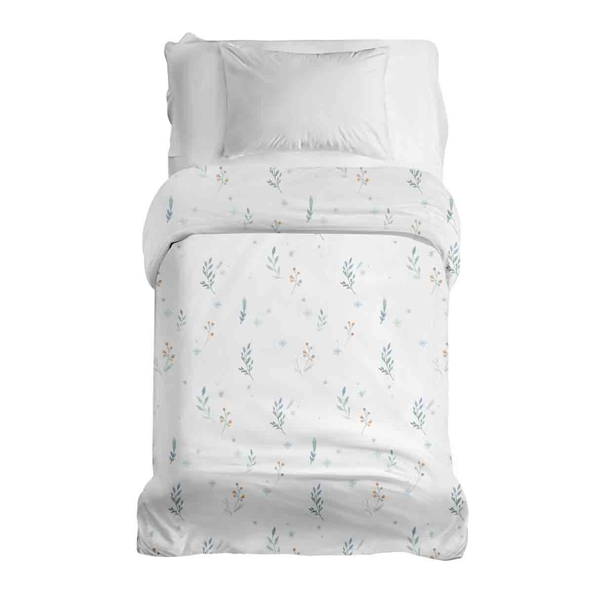 Couverture thérapeutique originale - Housse en coton blanche avec fleurs de printemps