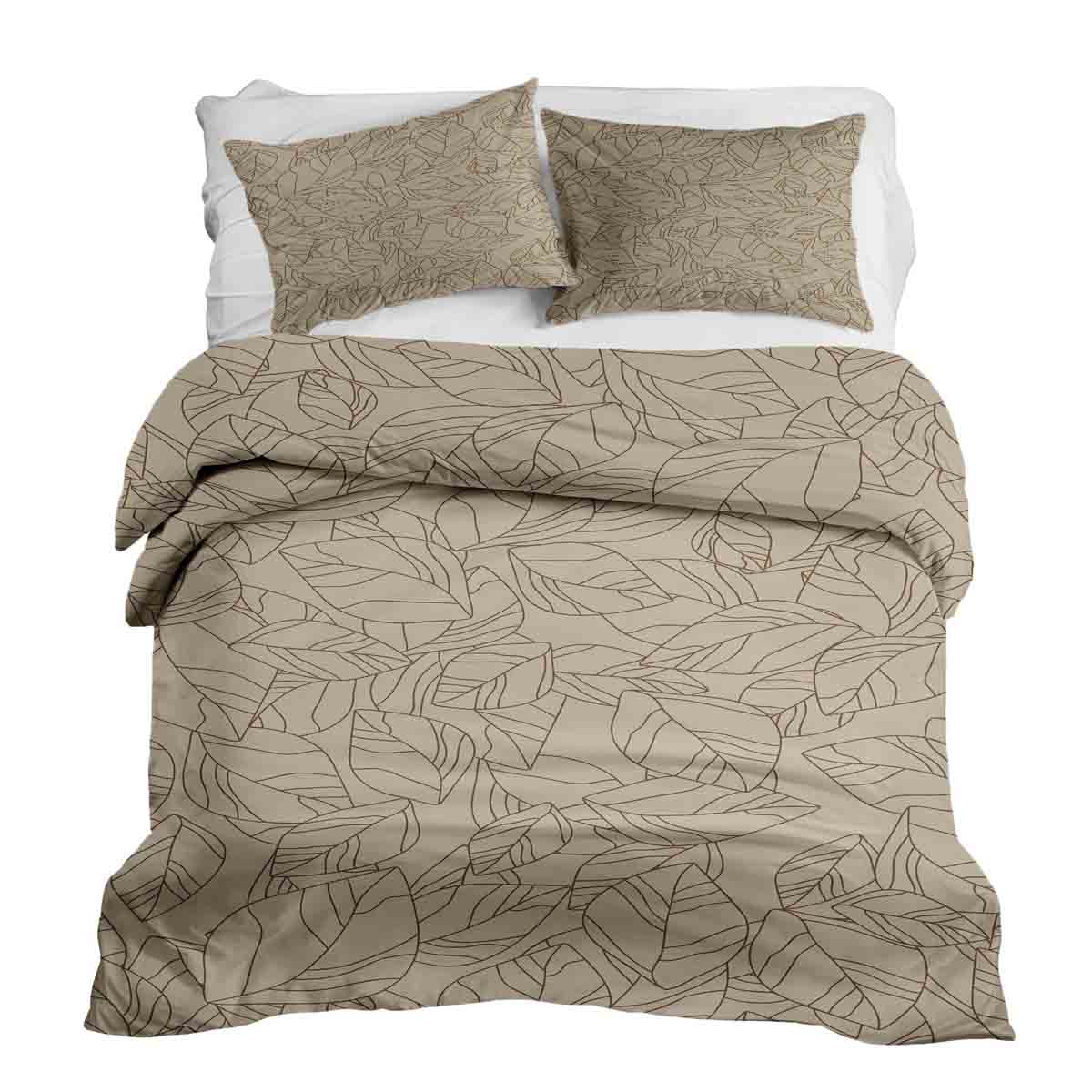 Original Therapiedecke - Ensemble de literie en coton TD beige avec feuilles noires