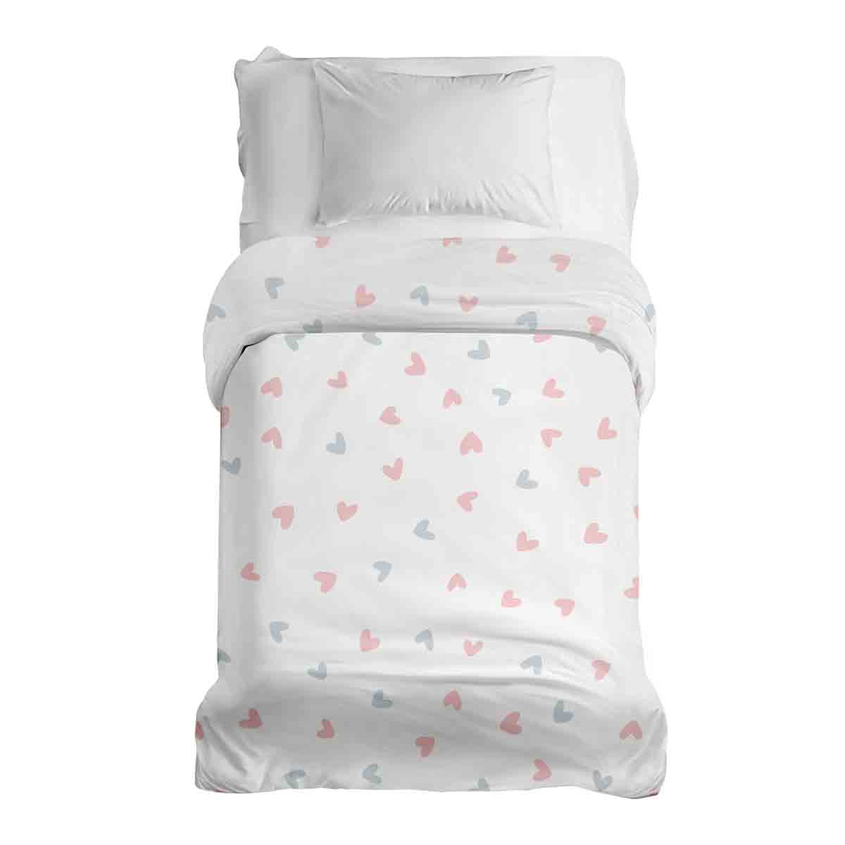 Couverture thérapeutique originale - Housse en coton blanc avec petits cœurs