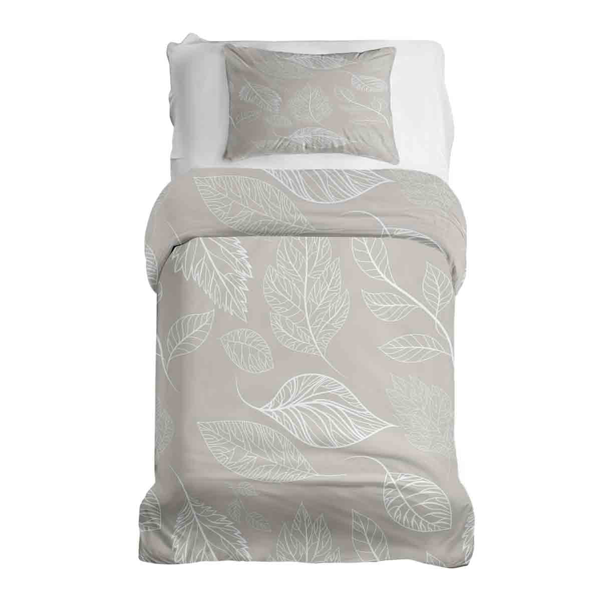 Original Therapiedecke - Ensemble de literie en coton TD beige avec feuilles claires
