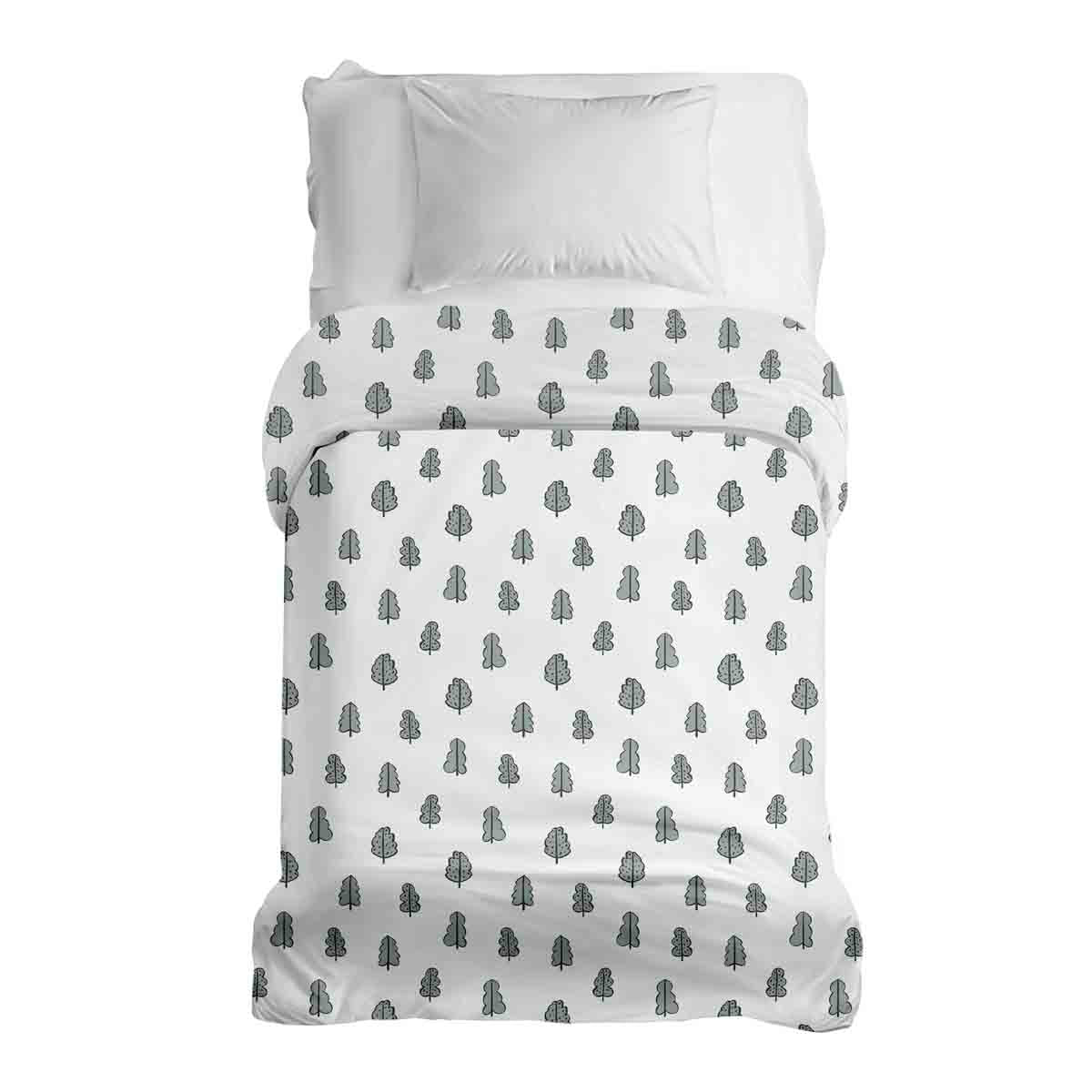 Couverture thérapeutique originale - Housse en coton blanc avec petits arbres