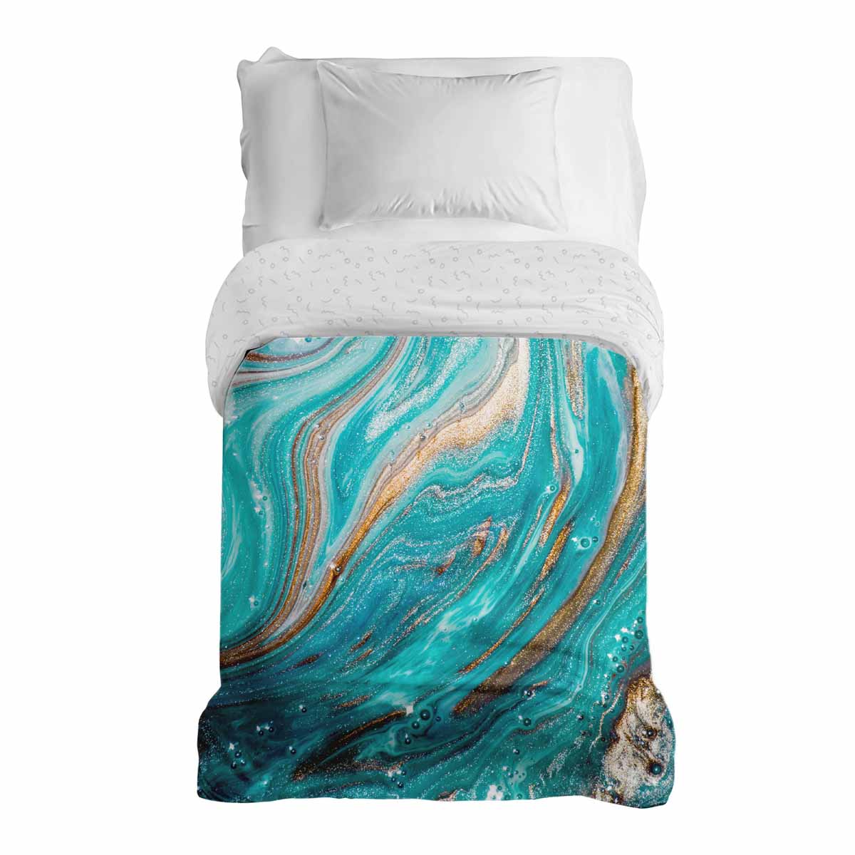 Couverture thérapeutique originale - Housse en coton marbre turquoise