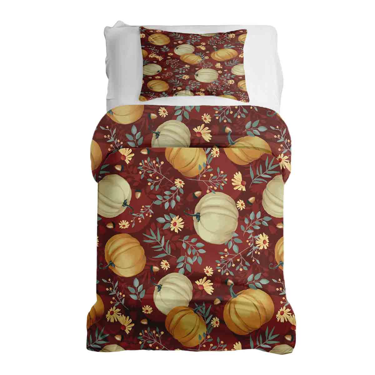Original Therapiedecke - Ensemble de literie en coton rouge avec citrouilles