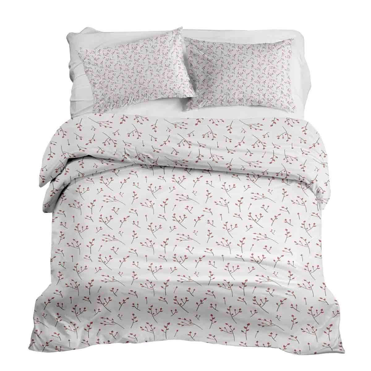Ensemble de literie avec couverture thérapeutique blanc avec délicates roses