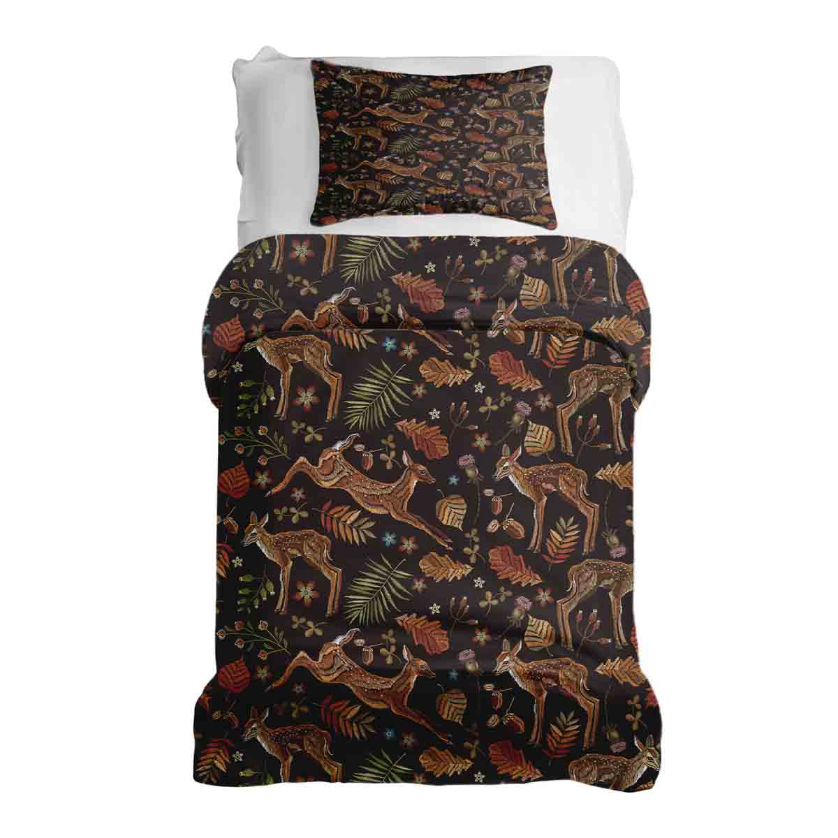 Original Therapiedecke - Ensemble de literie en coton marron avec biche